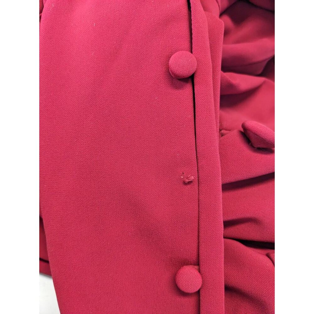 Badgley Mischka Size 4 Faux Wrap Blazer Sheath Dress Red V Neck Long Sleeves - Picture 5 of 16